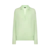Ultrazacht kasjmier-zijde oversized open polo-kraag trui Ultrazacht kasjmier-zijde oversized open polo-kraag trui