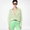 Ultrazacht kasjmier-zijde oversized open polo-kraag trui Ultrazacht kasjmier-zijde oversized open polo-kraag trui