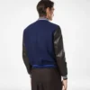 Varsity bomberjack met leren mouwen