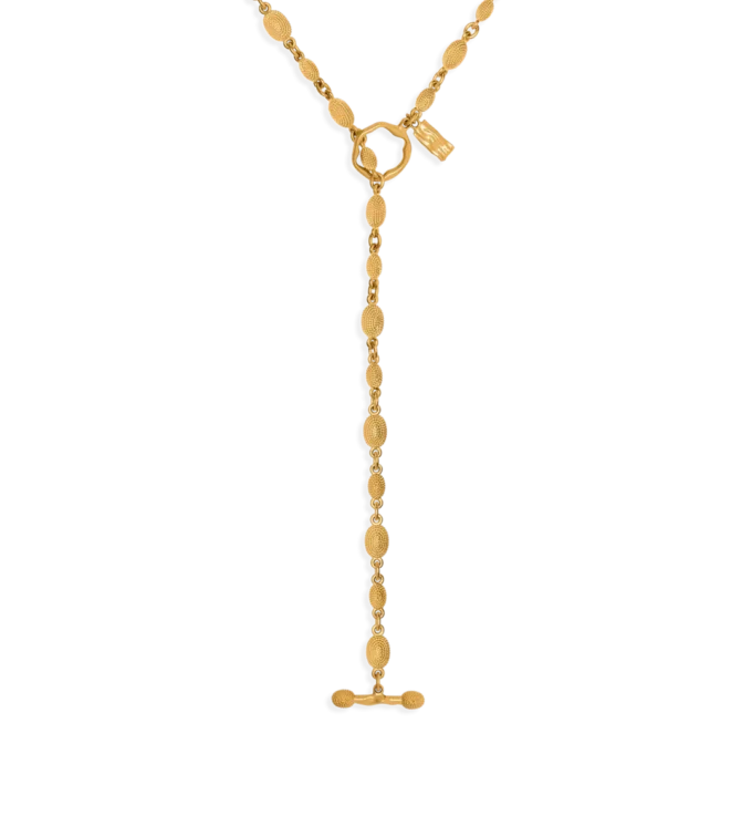 Vintage gouden messing Grace Lariat ketting