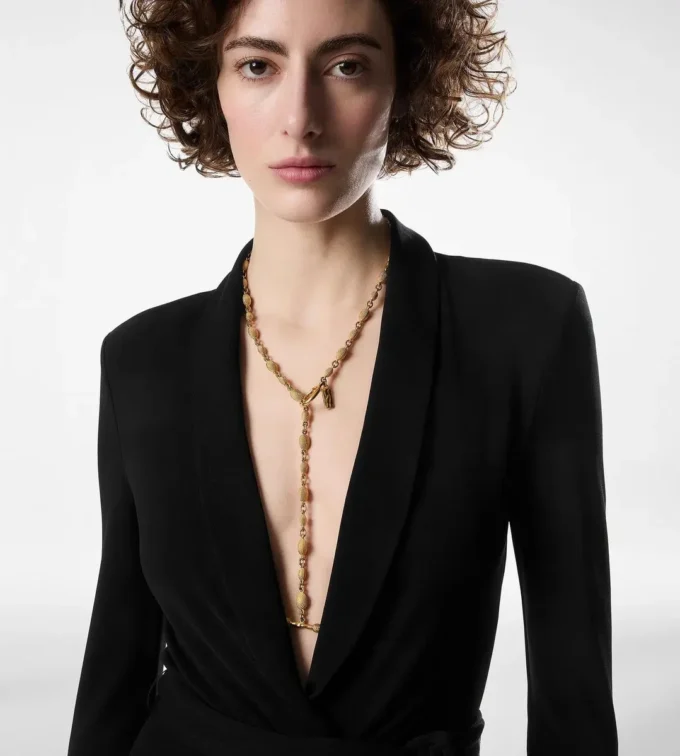 Vintage gouden messing Grace Lariat ketting