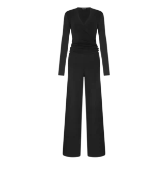 Wollen jumpsuit met lange mouwen en overslag