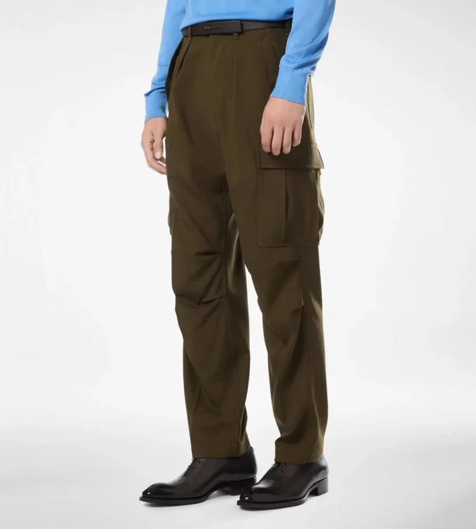 Wollen kasjmier zijden cargo broek Wollen kasjmier zijden cargo broek