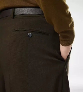 Wollen kasjmier zijden reps broek met dubbele plooien Wollen kasjmier zijden reps broek met dubbele plooien