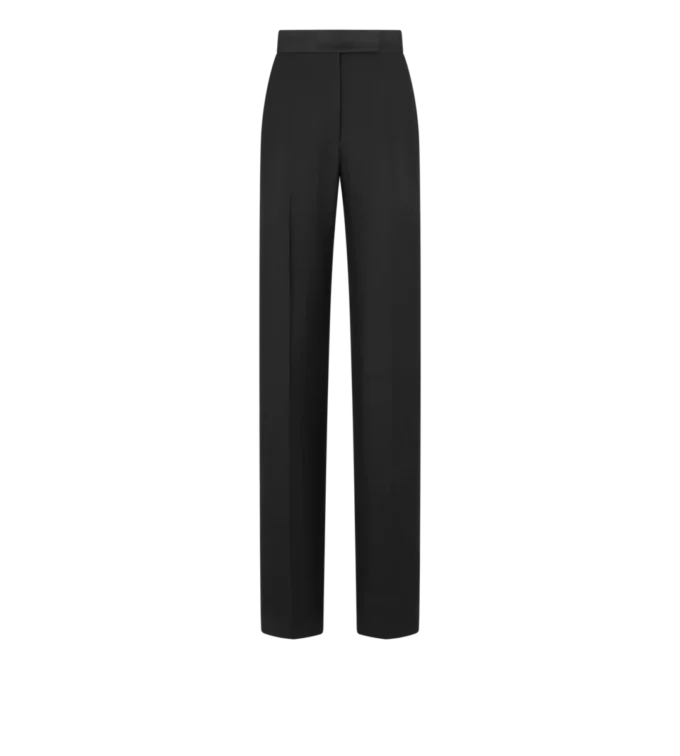 Wollen zijden mix hoge taille smokingbroek Wollen zijden mix hoge taille smokingbroek