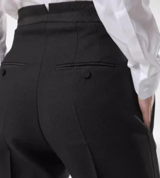 Wollen zijden mix hoge taille smokingbroek Wollen zijden mix hoge taille smokingbroek