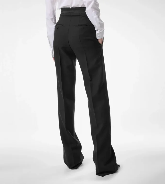 Wollen zijden mix hoge taille smokingbroek Wollen zijden mix hoge taille smokingbroek