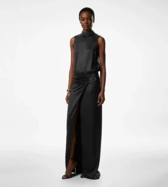 Wrap Maxi Rok met Leren Riem