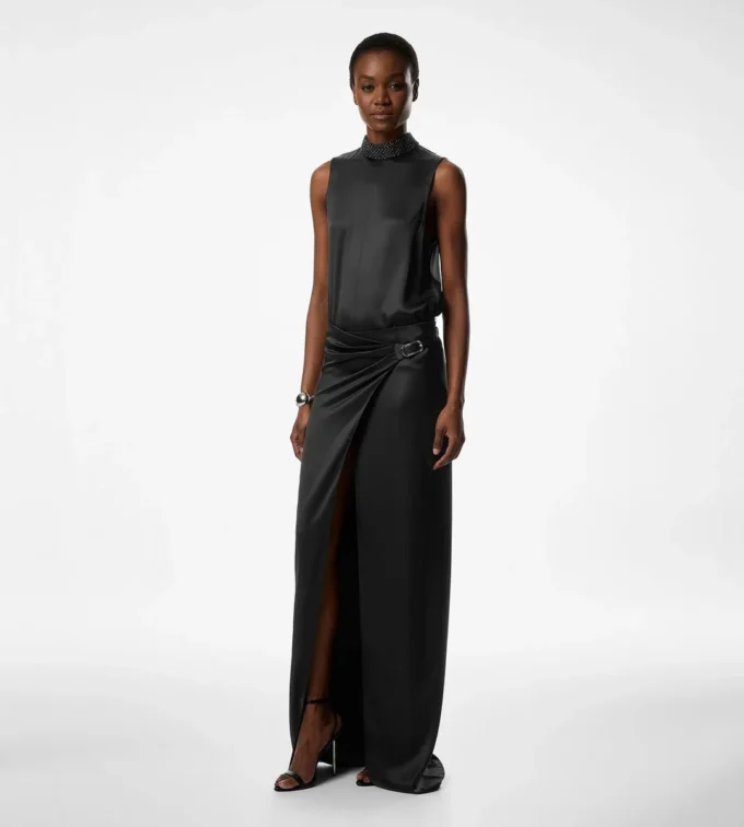 Wrap Maxi Rok met Leren Riem