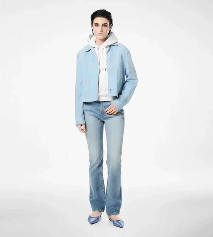 Stonewashed denim broek met rechte pijpen Stonewashed denim broek met rechte pijpen