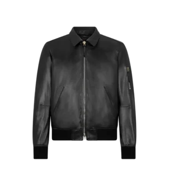 Zachte nappa blouson met plonge kraag Zachte nappa blouson met plonge kraag