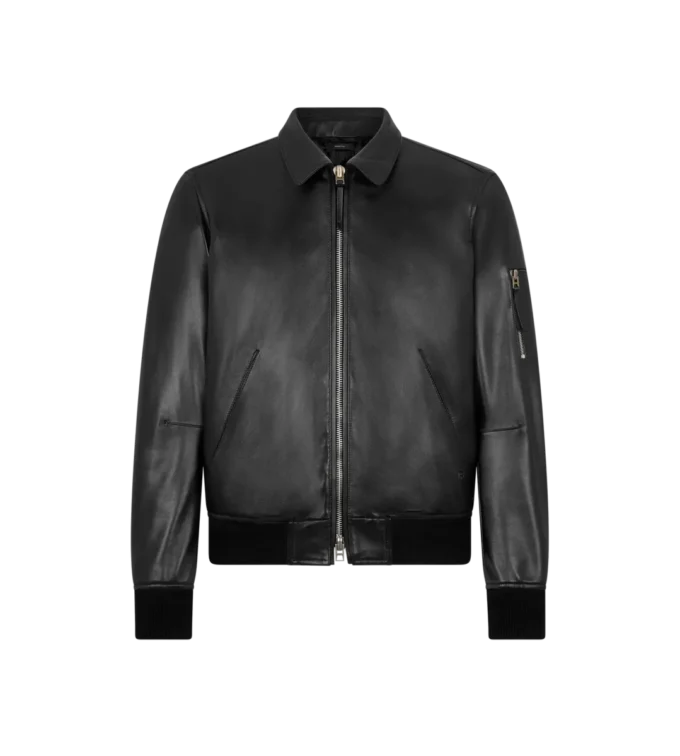 Zachte nappa blouson met plonge kraag