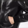 Zachte nappa blouson met plonge kraag