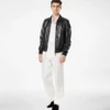 Zachte nappa blouson met plonge kraag