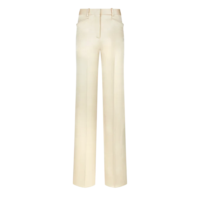 Zijde en wol twill getailleerde bootcut broek Zijde en wol twill getailleerde bootcut broek