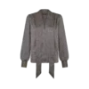 Zijden blouse met lange mouwen, V-hals en lavallière Zijden blouse met lange mouwen, V-hals en lavallière