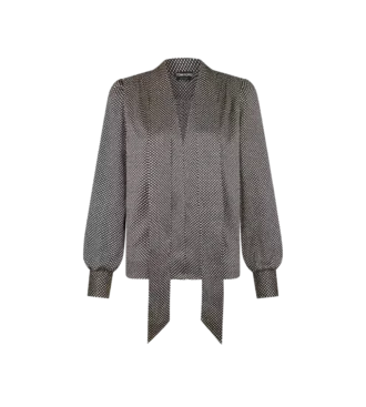 Zijden blouse met lange mouwen, V-hals en lavallière