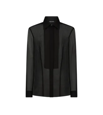 Zijden chiffon overhemd met plastron