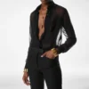 Zijden chiffon overhemd met plastron