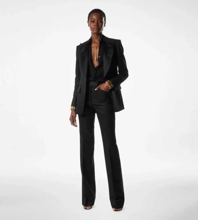 Zijden chiffon overhemd met plastron