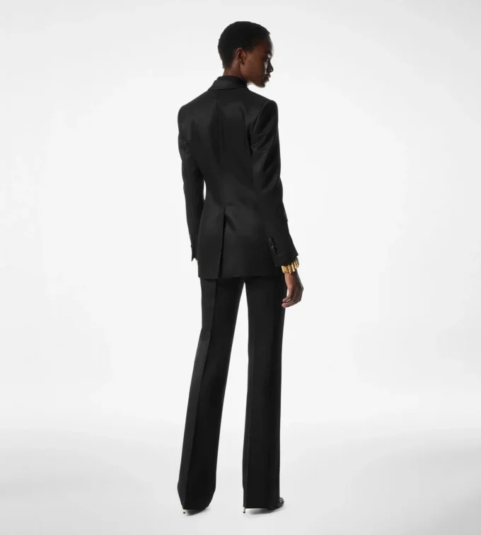Zijden chiffon overhemd met plastron
