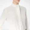 Zijden crêpe de chine shirt met plissé details Zijden crêpe de chine shirt met plissé details