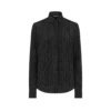 Zijden crêpe de chine shirt met stippen en geplisseerde plastron