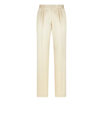 Zijden en wollen twill pantalon met plooien