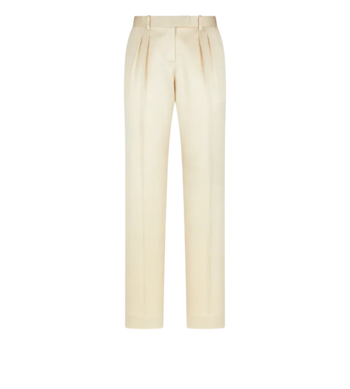 Zijden en wollen twill pantalon met plooien Zijden en wollen twill pantalon met plooien