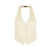 Zijden en wollen twill vest met open rug
