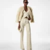 Zijden en wollen twill vest met open rug