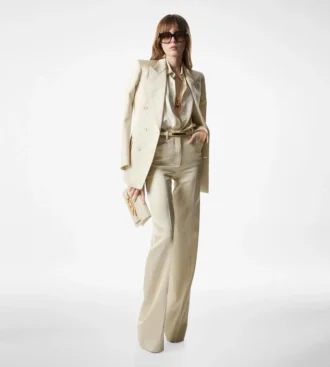 Zijde en wol twill getailleerde bootcut broek