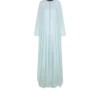 Zijden georgette kaftan met ronde hals en lederen details