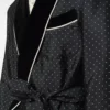 Zijden kamerjas met polkadotmotief en sjaalkraag Zijden kamerjas met polkadotmotief en sjaalkraag