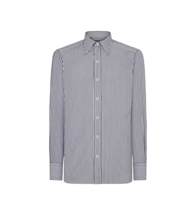 Zijden katoenen gestreept slim fit overhemd