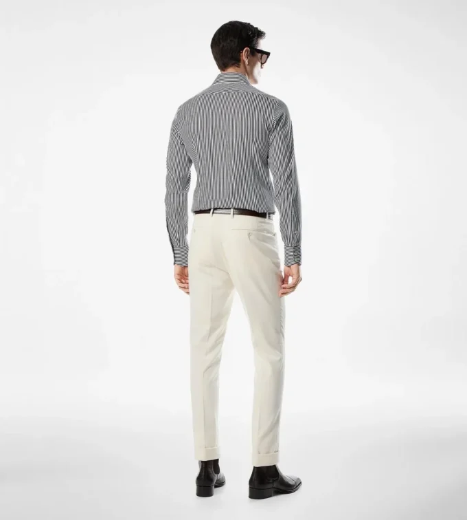 Zijden katoenen gestreept slim fit overhemd
