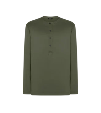 Zijden pyjamashirt met henleykraag 