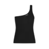 Zijden ribjersey top met één schouder