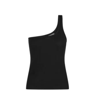 Zijden ribjersey top met één schouder