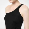 Zijden ribjersey top met één schouder