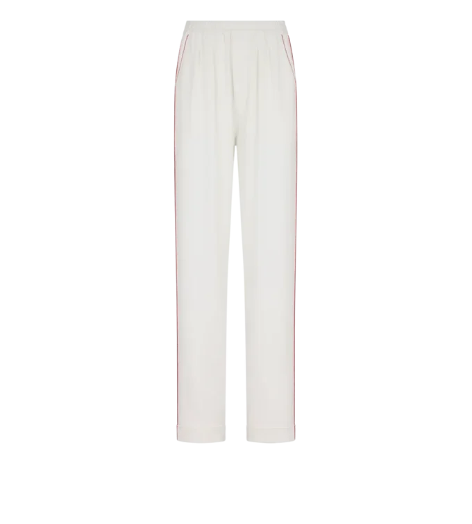 Zijden twill pyjamabroek met biezen Zijden twill pyjamabroek met biezen