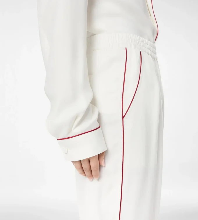 Zijden twill pyjamabroek met biezen Zijden twill pyjamabroek met biezen
