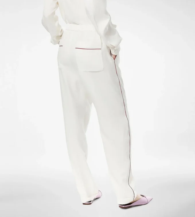 Zijden twill pyjamabroek met biezen Zijden twill pyjamabroek met biezen