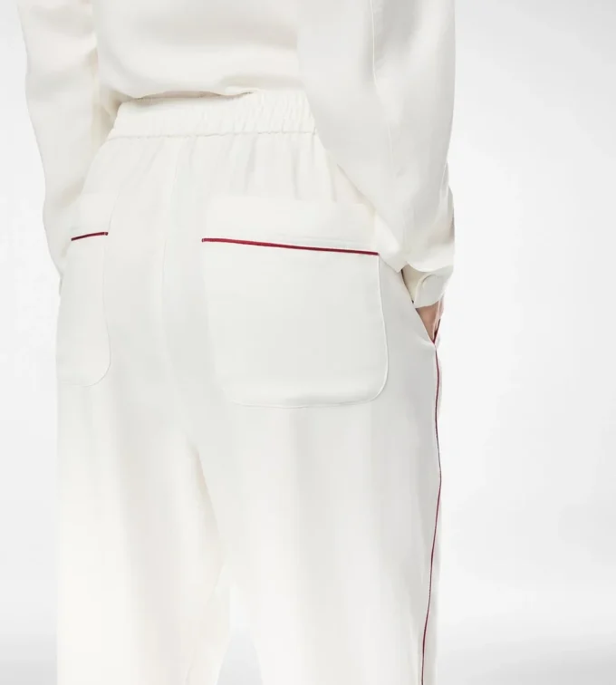 Zijden twill pyjamabroek met biezen Zijden twill pyjamabroek met biezen