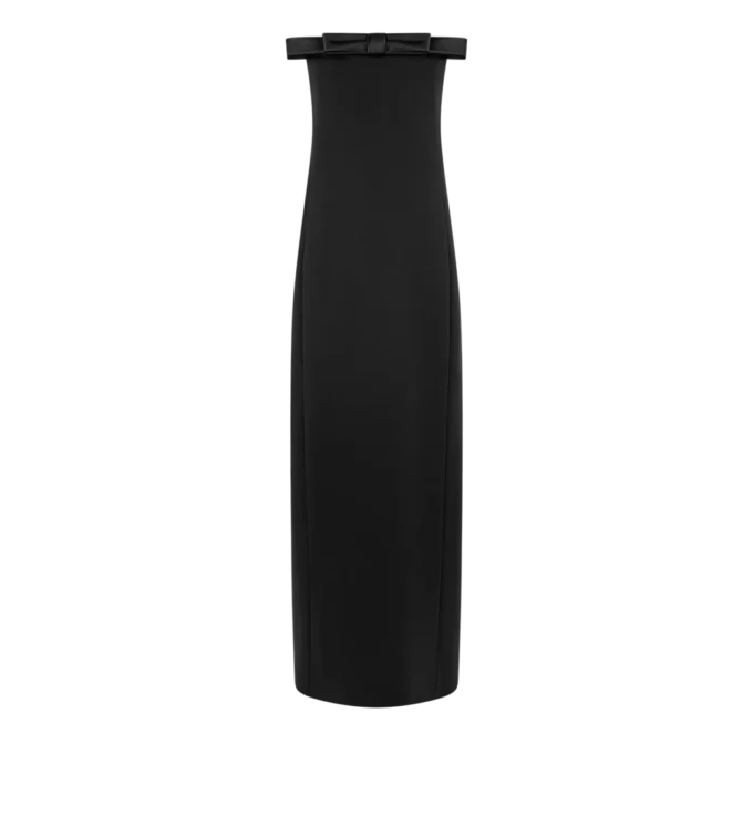 Zware crêpe Envers satijnen strapless cocktailjurk met strikdetail Zware crêpe Envers satijnen strapless cocktailjurk met strikdetail