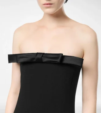 Zware crêpe Envers satijnen strapless cocktailjurk met strikdetail Zware crêpe Envers satijnen strapless cocktailjurk met strikdetail