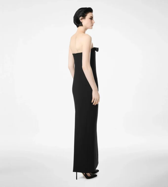 Zware crêpe Envers satijnen strapless cocktailjurk met strikdetail Zware crêpe Envers satijnen strapless cocktailjurk met strikdetail