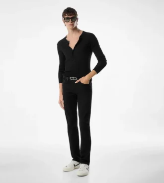 Zwarte stretch straight fit denim